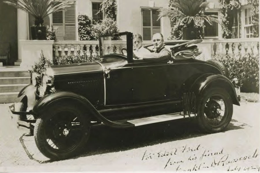 Franklin D. Roosevelt Driving a 1929 Ford Model ‘A’ Cabriolet