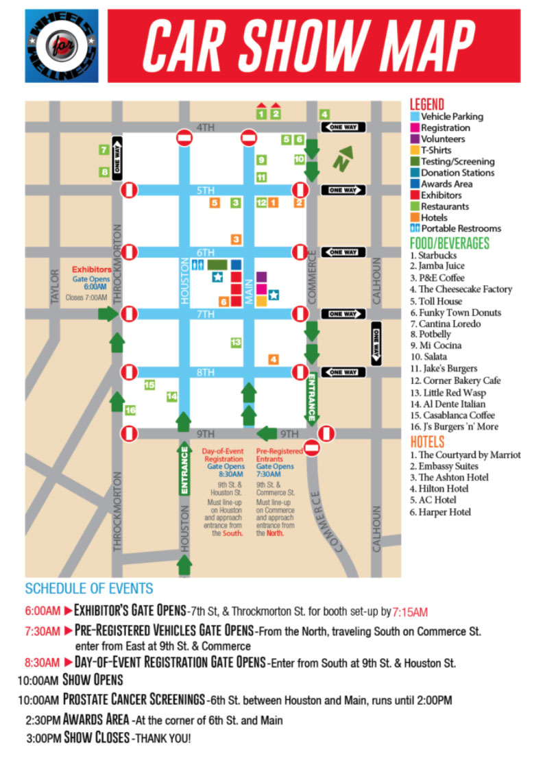 Wheels for Wellness Car Show Map